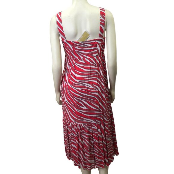 MICHAEL KORS $175 Zebra Square Neck‎ Sleeveless Midi Dress SZ SM NWT - Picture 8 of 13